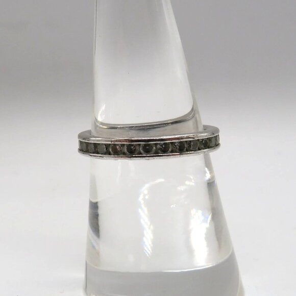 Eternity Band Ring Size 7 Vintage Style Silver Tone Clear Rhinestones - Picture 2 of 7